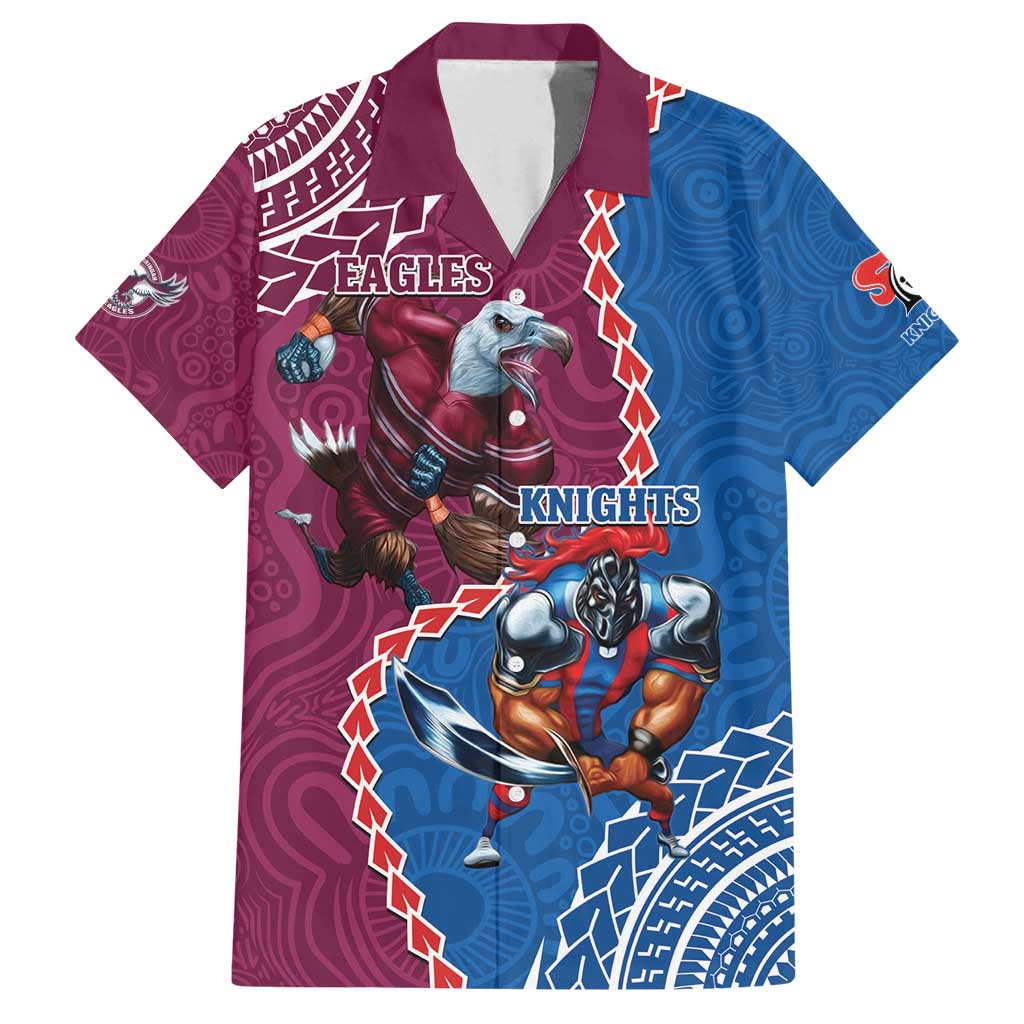 Personalised Eagles And Knights Rugby Family Matching Summer Maxi Dress and Hawaiian Shirt Aboriginal Mix Polynesian Pattern