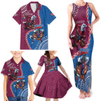 Personalised Eagles And Knights Rugby Family Matching Tank Maxi Dress and Hawaiian Shirt Aboriginal Mix Polynesian Pattern