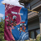 Personalised Eagles And Knights Rugby Garden Flag Aboriginal Mix Polynesian Pattern