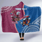 Personalised Eagles And Knights Rugby Hooded Blanket Aboriginal Mix Polynesian Pattern
