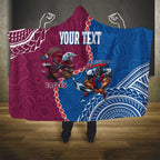 Personalised Eagles And Knights Rugby Hooded Blanket Aboriginal Mix Polynesian Pattern