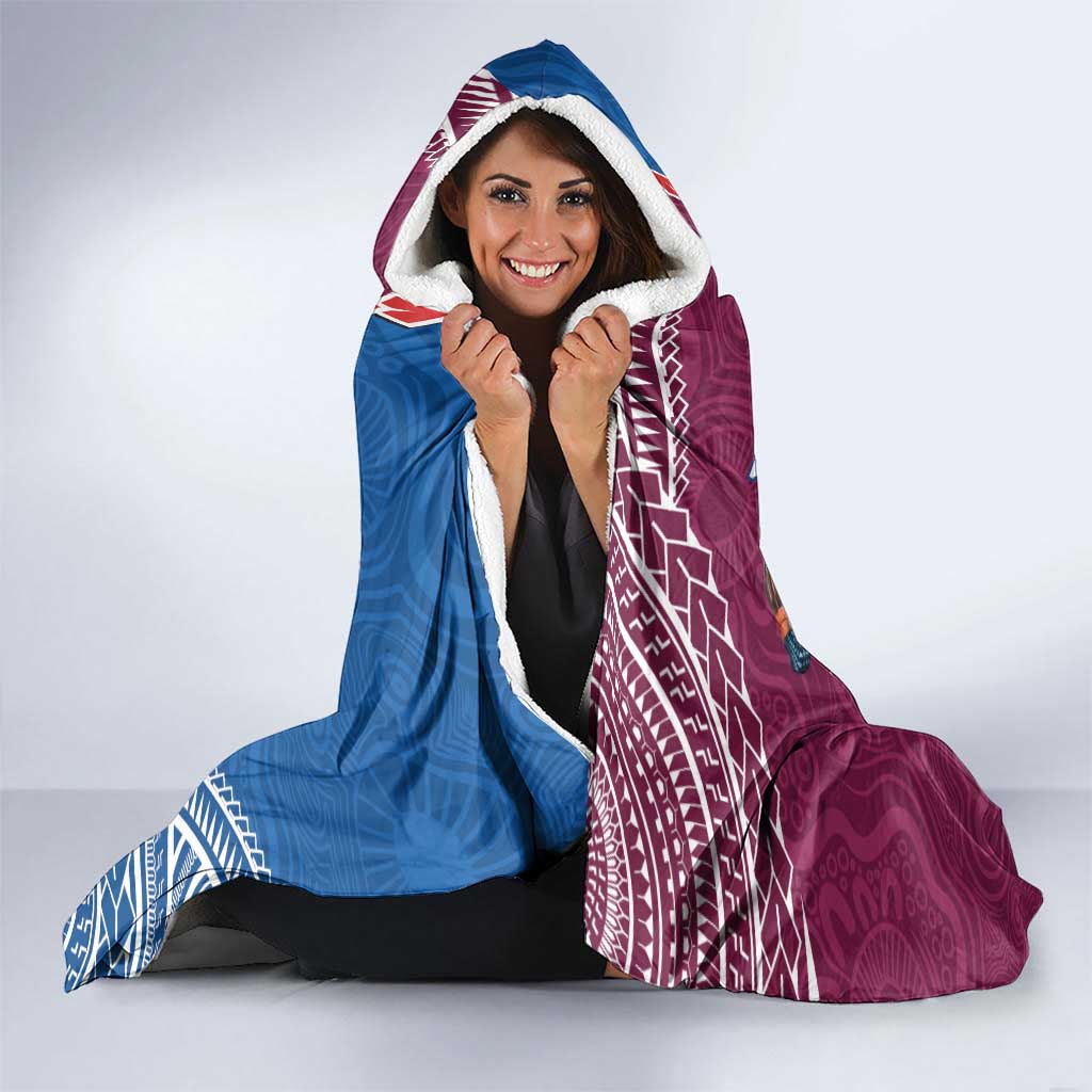 Personalised Eagles And Knights Rugby Hooded Blanket Aboriginal Mix Polynesian Pattern