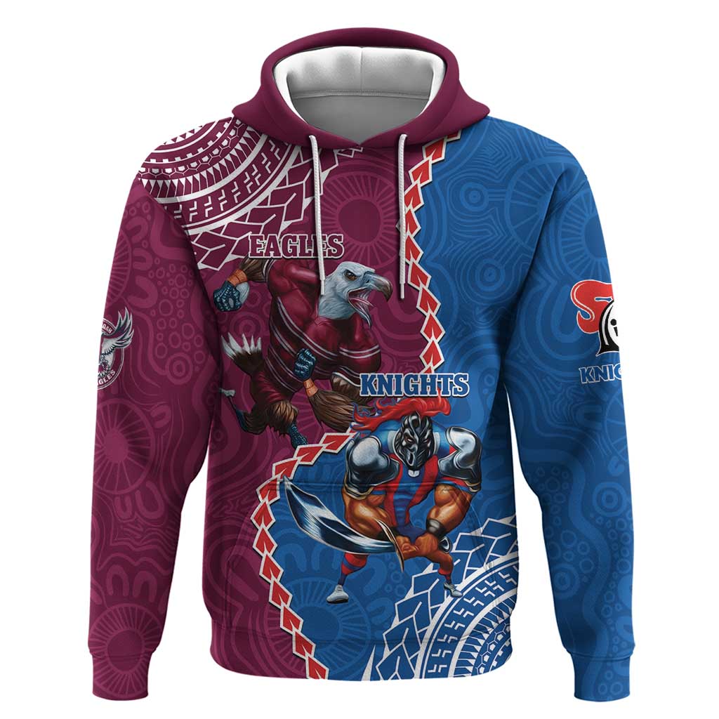 Personalised Eagles And Knights Rugby Hoodie Aboriginal Mix Polynesian Pattern