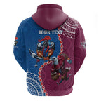 Personalised Eagles And Knights Rugby Hoodie Aboriginal Mix Polynesian Pattern