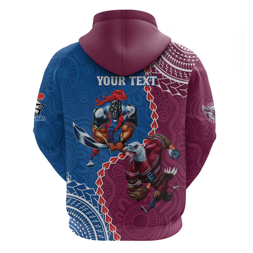 Personalised Eagles And Knights Rugby Hoodie Aboriginal Mix Polynesian Pattern