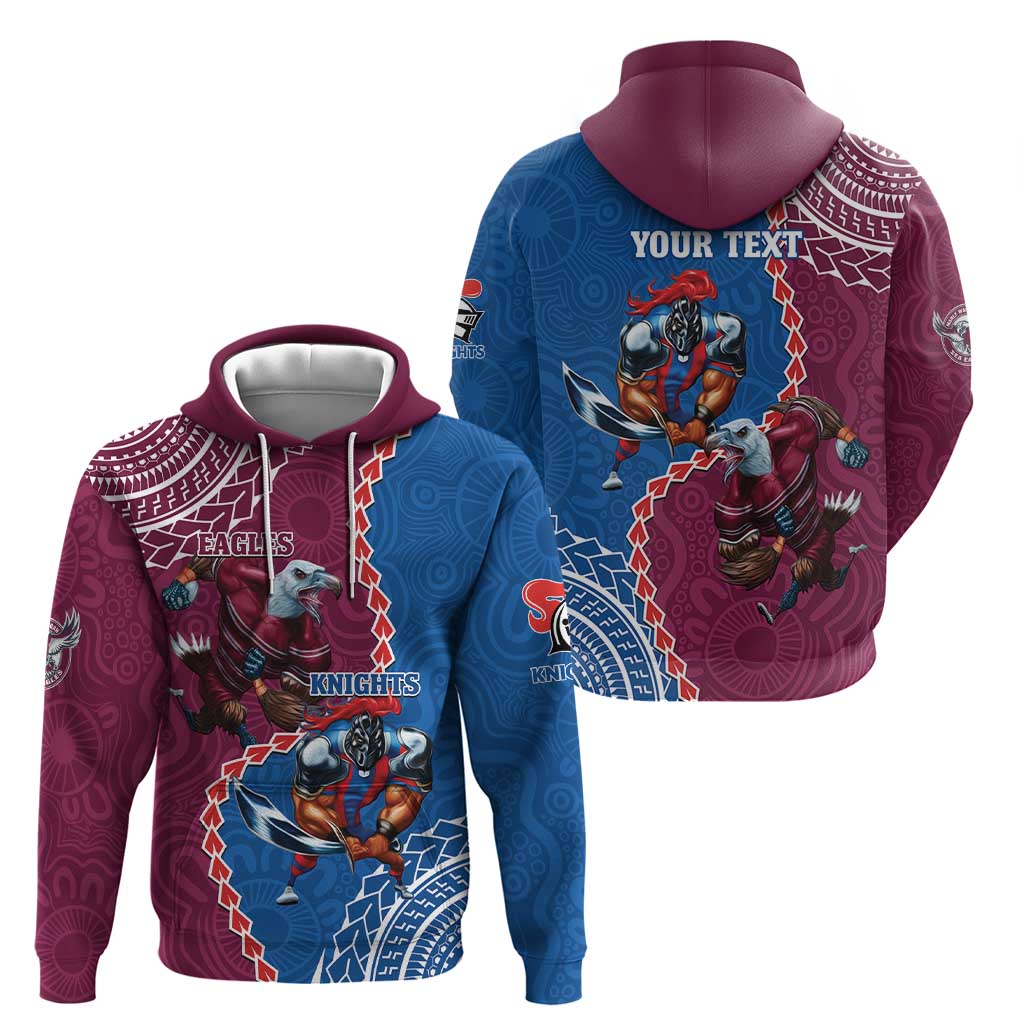 Personalised Eagles And Knights Rugby Hoodie Aboriginal Mix Polynesian Pattern