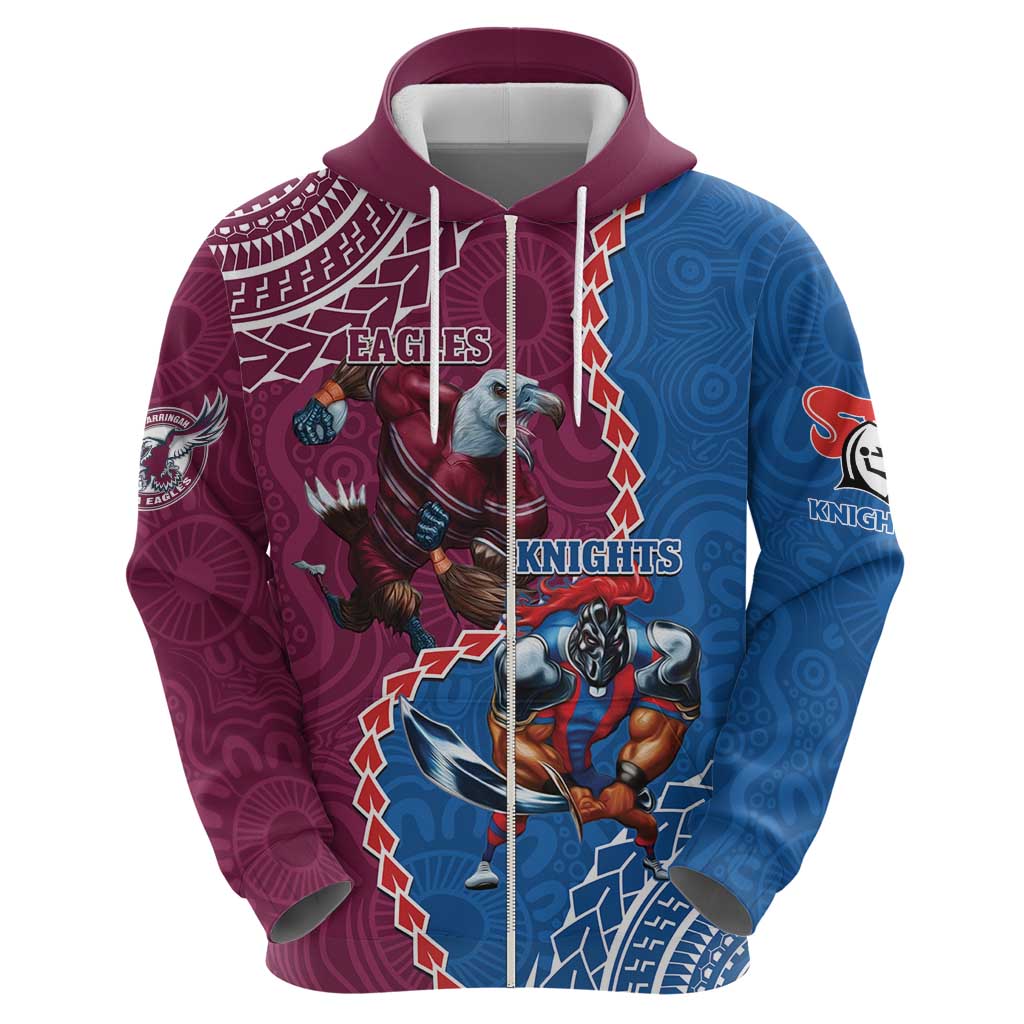 Personalised Eagles And Knights Rugby Hoodie Aboriginal Mix Polynesian Pattern