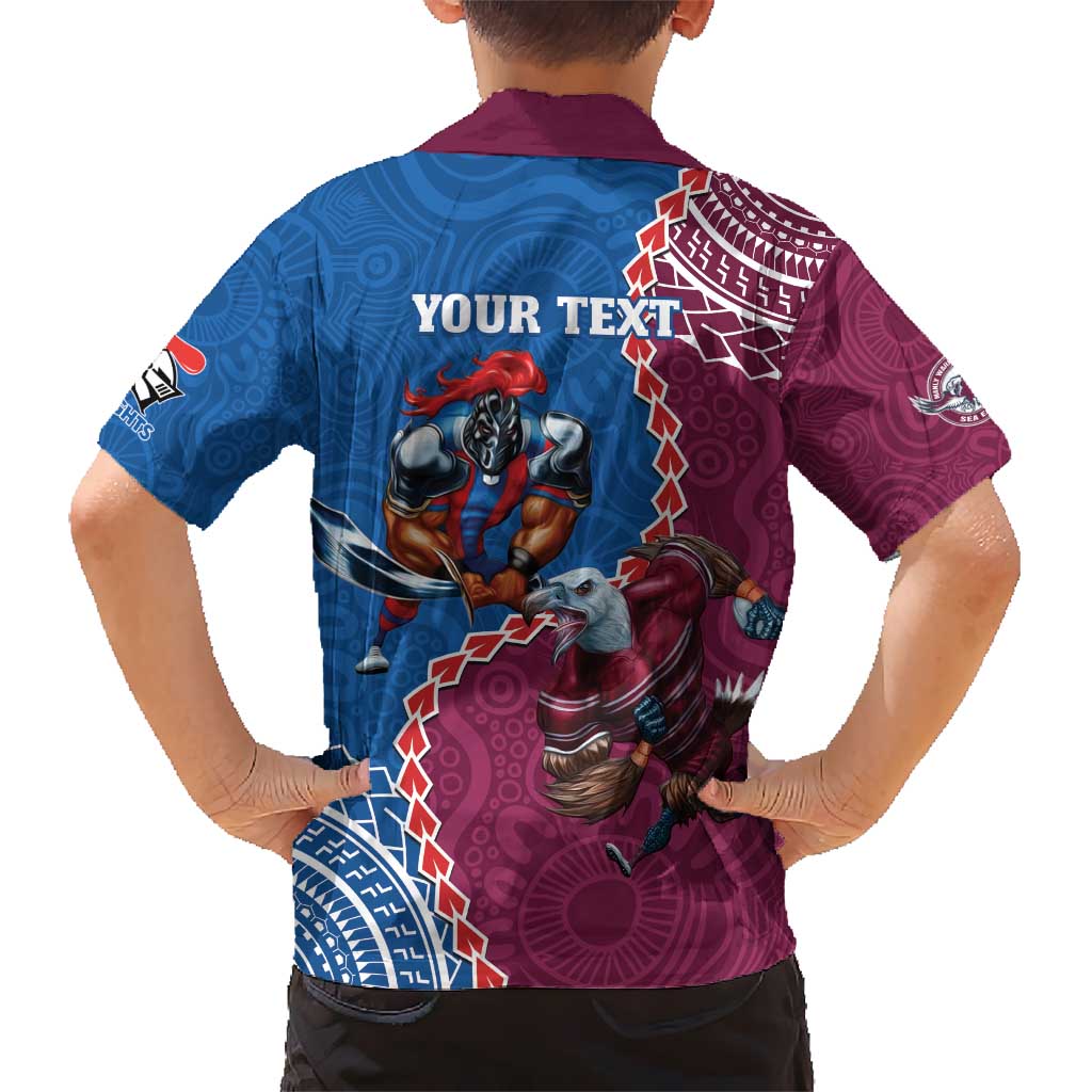 Personalised Eagles And Knights Rugby Kid Hawaiian Shirt Aboriginal Mix Polynesian Pattern