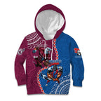 Personalised Eagles And Knights Rugby Kid Hoodie Aboriginal Mix Polynesian Pattern