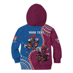 Personalised Eagles And Knights Rugby Kid Hoodie Aboriginal Mix Polynesian Pattern