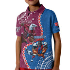 Personalised Eagles And Knights Rugby Kid Polo Shirt Aboriginal Mix Polynesian Pattern