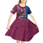 Personalised Eagles And Knights Rugby Kid Short Sleeve Dress Aboriginal Mix Polynesian Pattern