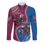 Personalised Eagles And Knights Rugby Long Sleeve Button Shirt Aboriginal Mix Polynesian Pattern