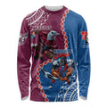 Personalised Eagles And Knights Rugby Long Sleeve Shirt Aboriginal Mix Polynesian Pattern
