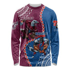 Personalised Eagles And Knights Rugby Long Sleeve Shirt Aboriginal Mix Polynesian Pattern