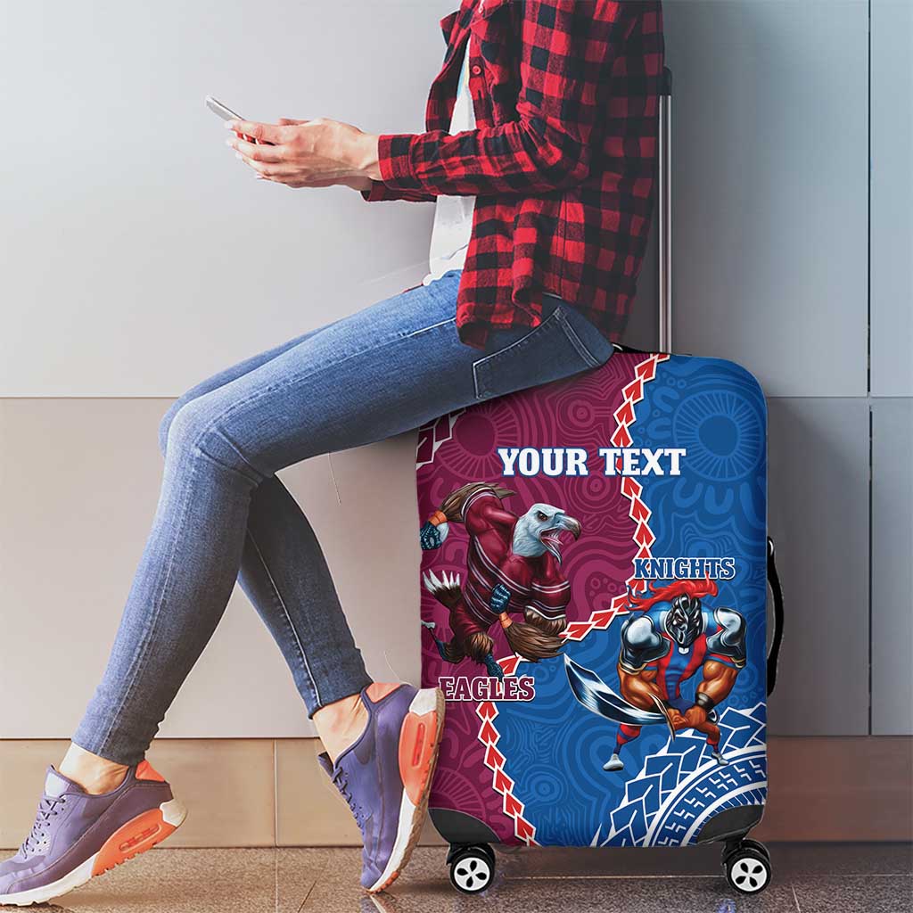 Personalised Eagles And Knights Rugby Luggage Cover Aboriginal Mix Polynesian Pattern