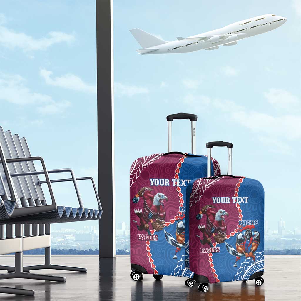 Personalised Eagles And Knights Rugby Luggage Cover Aboriginal Mix Polynesian Pattern