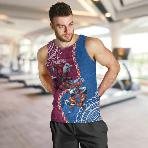 Personalised Eagles And Knights Rugby Men Tank Top Aboriginal Mix Polynesian Pattern