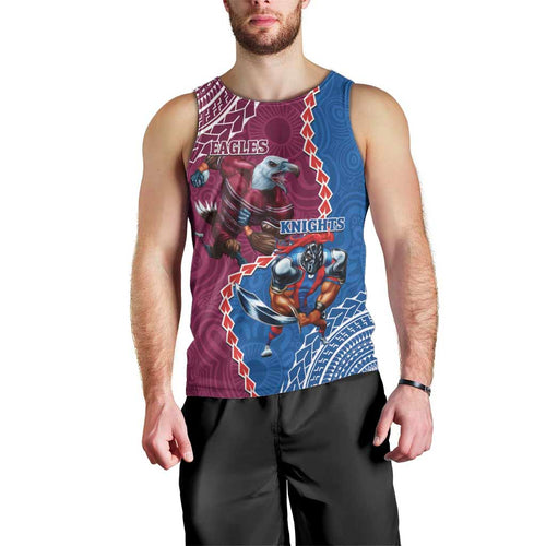 Personalised Eagles And Knights Rugby Men Tank Top Aboriginal Mix Polynesian Pattern
