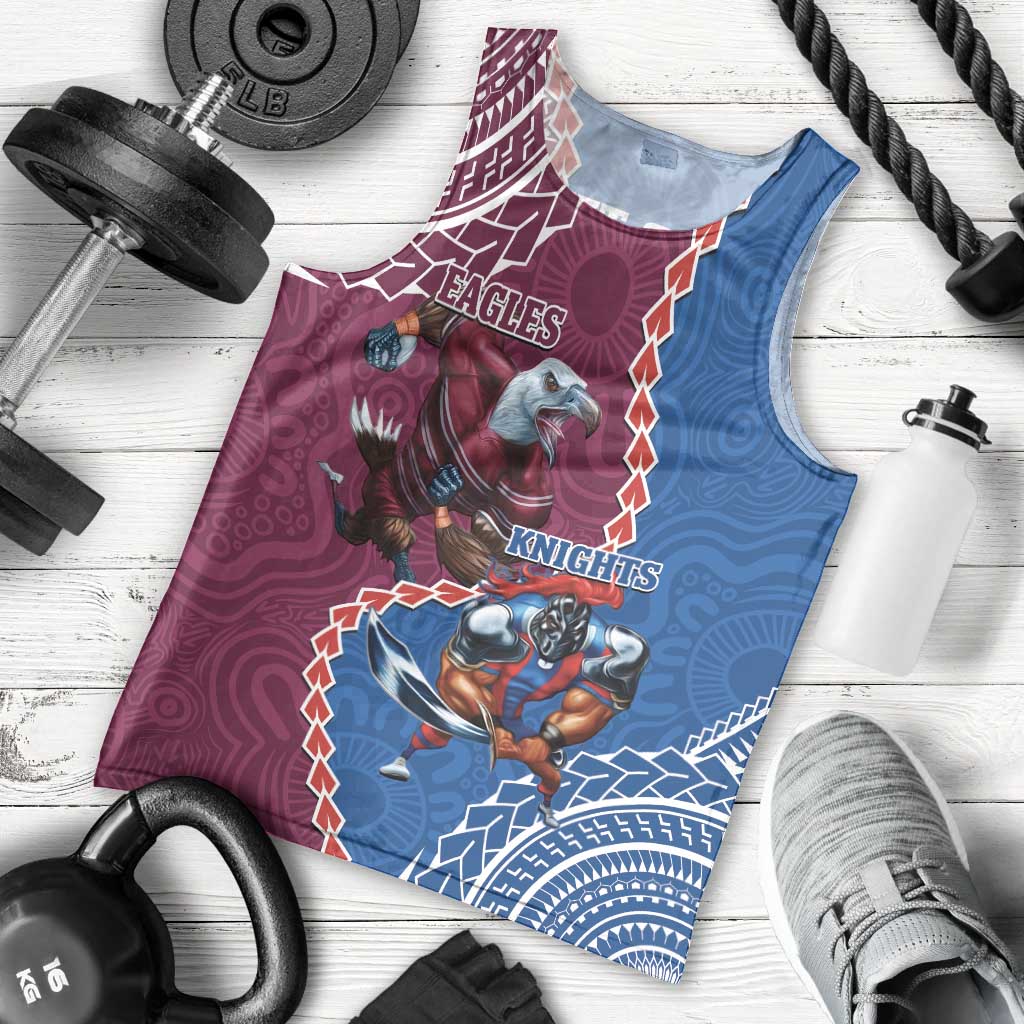 Personalised Eagles And Knights Rugby Men Tank Top Aboriginal Mix Polynesian Pattern