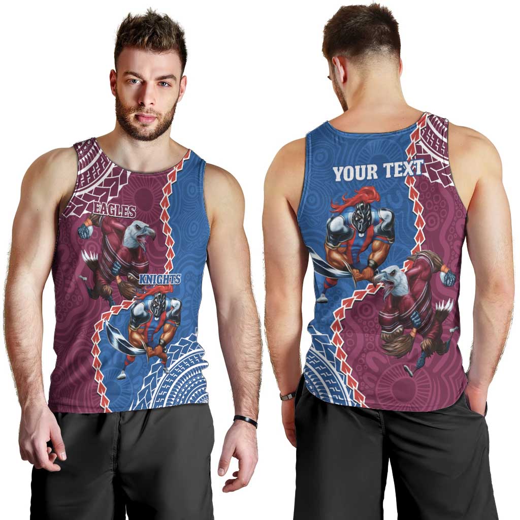 Personalised Eagles And Knights Rugby Men Tank Top Aboriginal Mix Polynesian Pattern