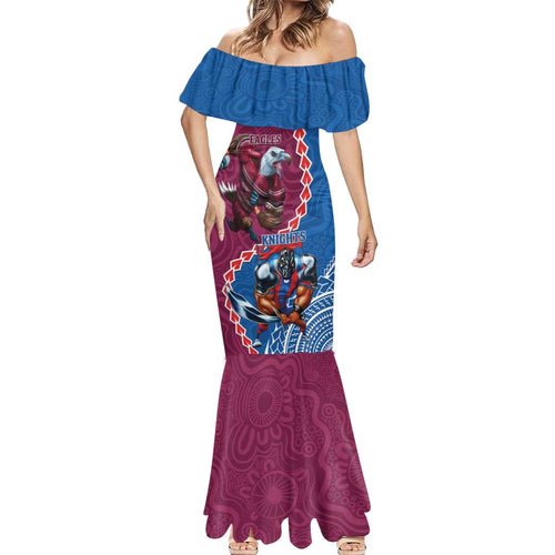 Personalised Eagles And Knights Rugby Mermaid Dress Aboriginal Mix Polynesian Pattern