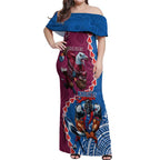 Personalised Eagles And Knights Rugby Off Shoulder Maxi Dress Aboriginal Mix Polynesian Pattern