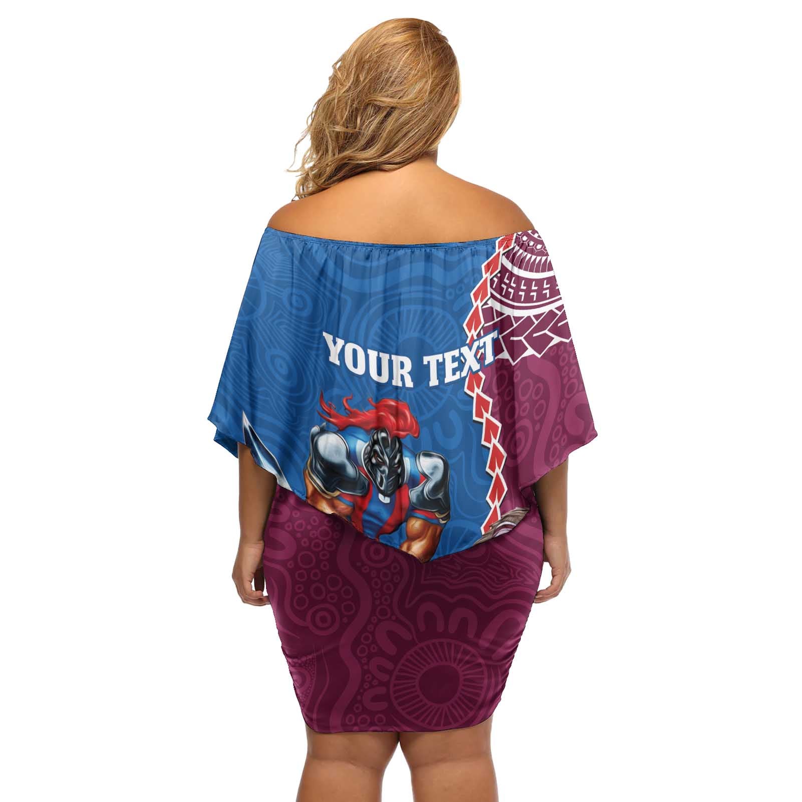Personalised Eagles And Knights Rugby Off Shoulder Short Dress Aboriginal Mix Polynesian Pattern
