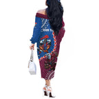 Personalised Eagles And Knights Rugby Off The Shoulder Long Sleeve Dress Aboriginal Mix Polynesian Pattern