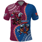 Personalised Eagles And Knights Rugby Polo Shirt Aboriginal Mix Polynesian Pattern