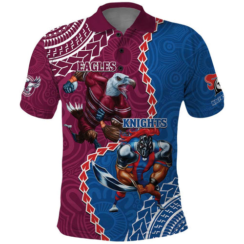 Personalised Eagles And Knights Rugby Polo Shirt Aboriginal Mix Polynesian Pattern