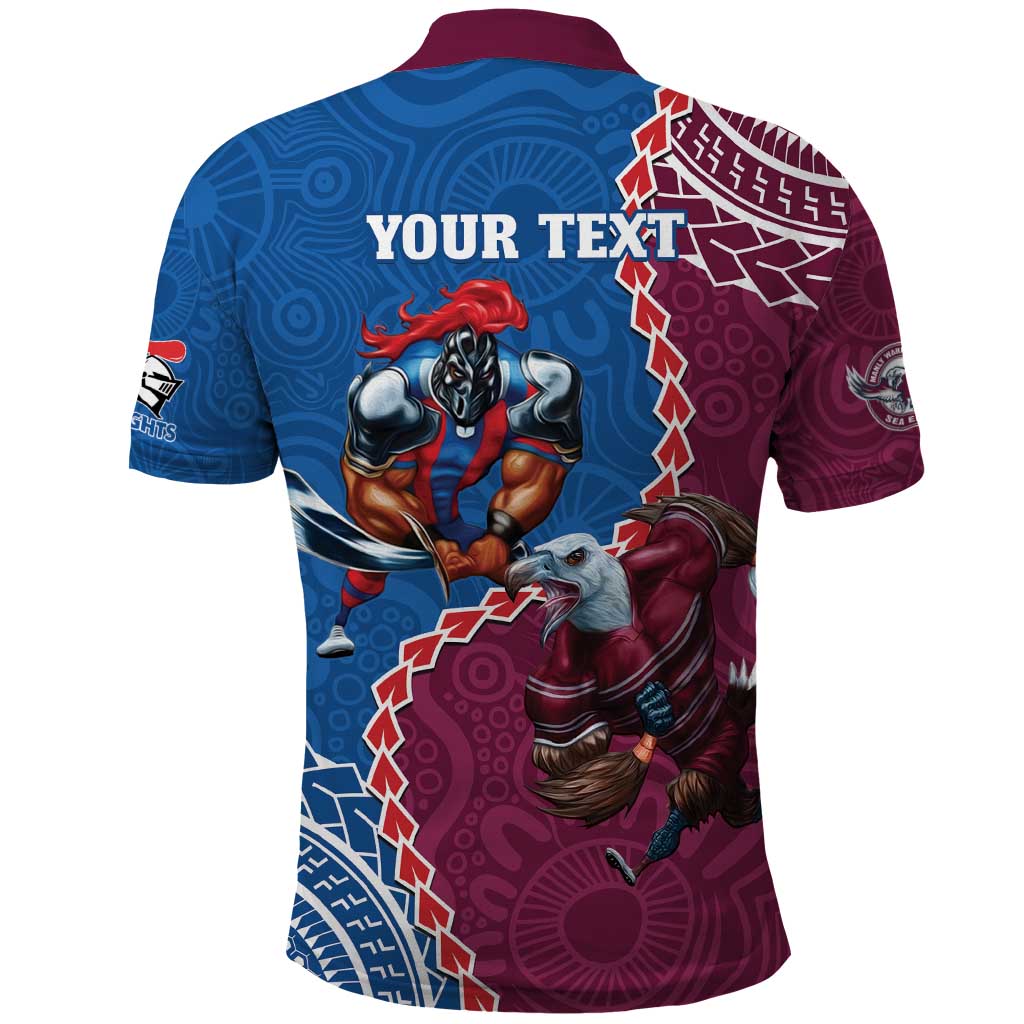 Personalised Eagles And Knights Rugby Polo Shirt Aboriginal Mix Polynesian Pattern