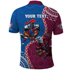 Personalised Eagles And Knights Rugby Polo Shirt Aboriginal Mix Polynesian Pattern