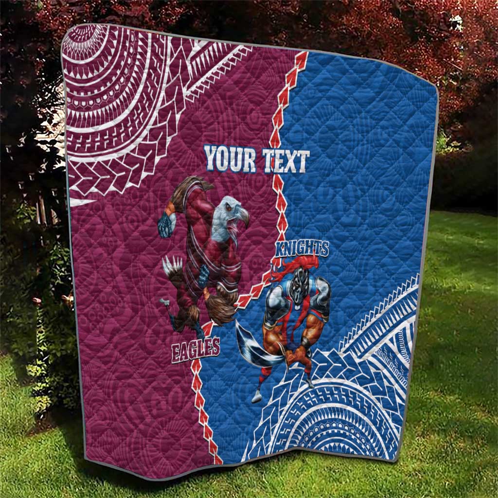 Personalised Eagles And Knights Rugby Quilt Aboriginal Mix Polynesian Pattern