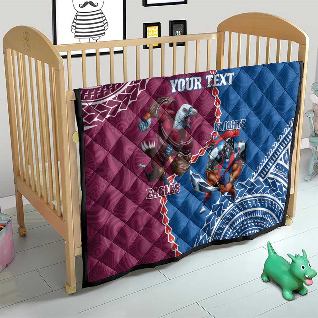 Personalised Eagles And Knights Rugby Quilt Aboriginal Mix Polynesian Pattern