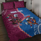 Personalised Eagles And Knights Rugby Quilt Bed Set Aboriginal Mix Polynesian Pattern