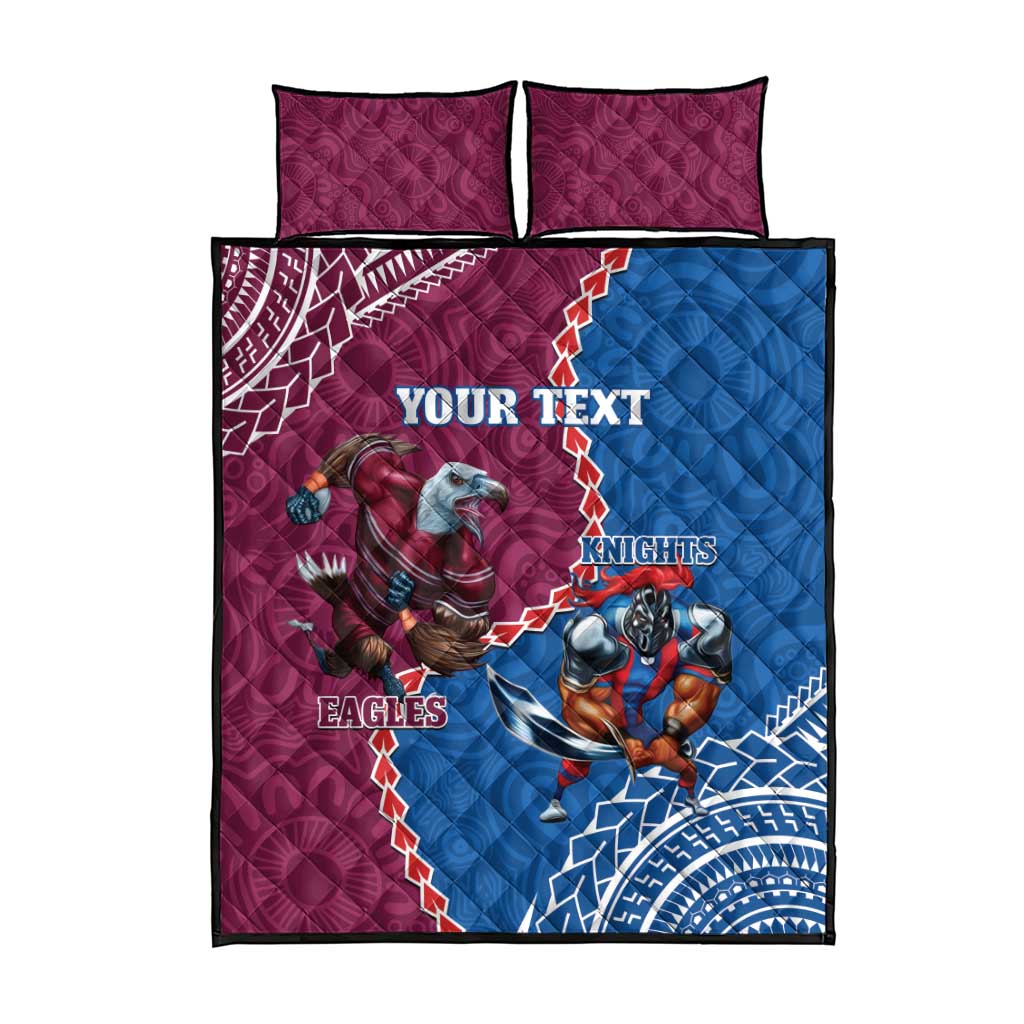 Personalised Eagles And Knights Rugby Quilt Bed Set Aboriginal Mix Polynesian Pattern