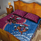 Personalised Eagles And Knights Rugby Quilt Bed Set Aboriginal Mix Polynesian Pattern