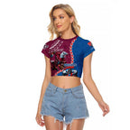 Personalised Eagles And Knights Rugby Raglan Cropped T Shirt Aboriginal Mix Polynesian Pattern