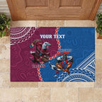 Personalised Eagles And Knights Rugby Rubber Doormat Aboriginal Mix Polynesian Pattern