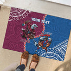 Personalised Eagles And Knights Rugby Rubber Doormat Aboriginal Mix Polynesian Pattern