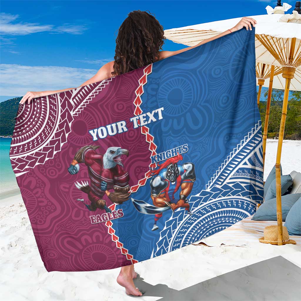 Personalised Eagles And Knights Rugby Sarong Aboriginal Mix Polynesian Pattern