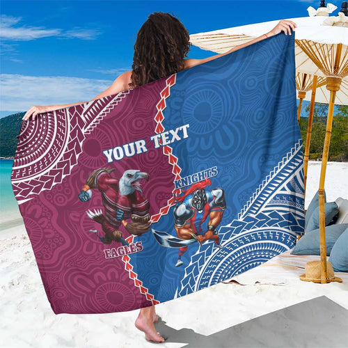 Personalised Eagles And Knights Rugby Sarong Aboriginal Mix Polynesian Pattern