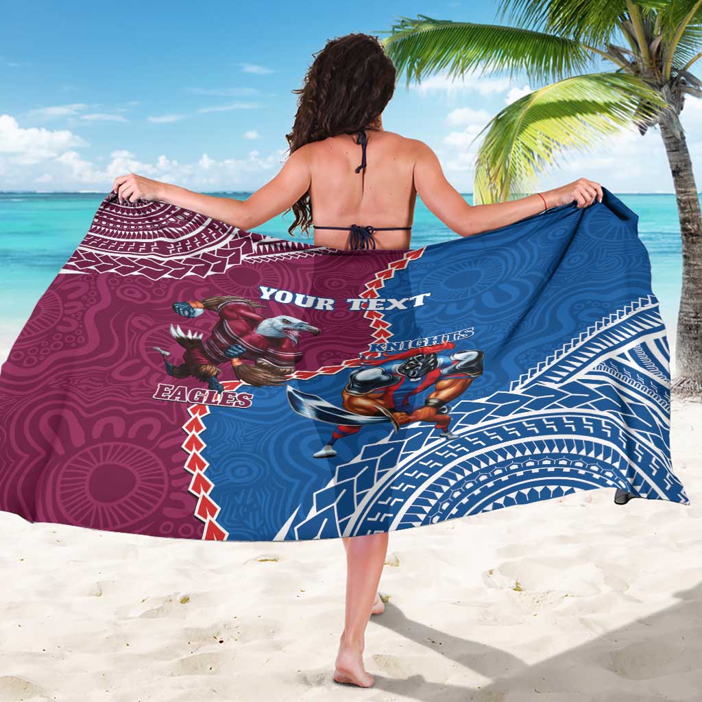 Personalised Eagles And Knights Rugby Sarong Aboriginal Mix Polynesian Pattern