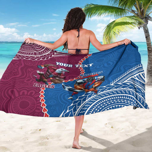 Personalised Eagles And Knights Rugby Sarong Aboriginal Mix Polynesian Pattern