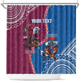 Personalised Eagles And Knights Rugby Shower Curtain Aboriginal Mix Polynesian Pattern