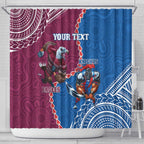 Personalised Eagles And Knights Rugby Shower Curtain Aboriginal Mix Polynesian Pattern