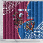 Personalised Eagles And Knights Rugby Shower Curtain Aboriginal Mix Polynesian Pattern