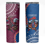 Eagles And Knights Rugby Skinny Tumbler Aboriginal Mix Polynesian Pattern