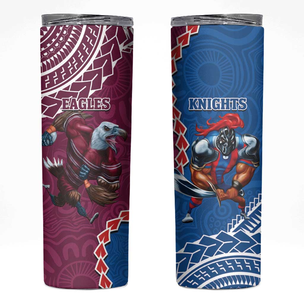 Eagles And Knights Rugby Skinny Tumbler Aboriginal Mix Polynesian Pattern